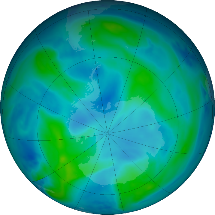 Antarctic ozone map for 04 March 2024